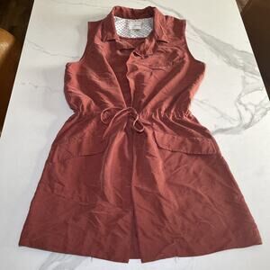 Elevenses Anthropologie Clay Orange Long Pocketed Vest Sleeveless Womens Large